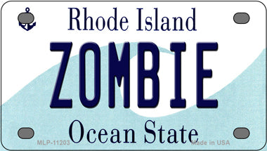 Zombie Rhode Island Novelty Mini Metal License Plate Tag