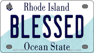 Blessed Rhode Island Novelty Mini Metal License Plate Tag