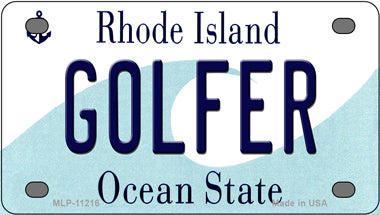 Golfer Rhode Island Novelty Mini Metal License Plate Tag
