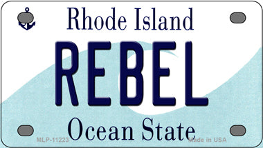 Rebel Rhode Island Novelty Mini Metal License Plate Tag