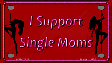 I Support Single Moms Novelty Mini Metal License Plate Tag