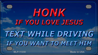 Honk If You Love Jesus Novelty Mini Metal License Plate Tag