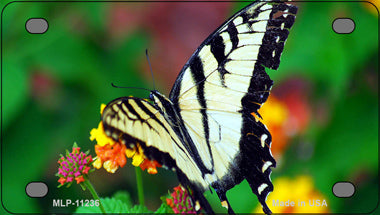 Butterfly Black and White Novelty Mini Metal License Plate Tag