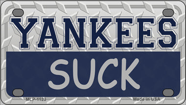 Yankees Suck Novelty Mini Metal License Plate Tag