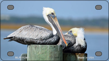 Pelican Two On Pier Novelty Mini Metal License Plate Tag