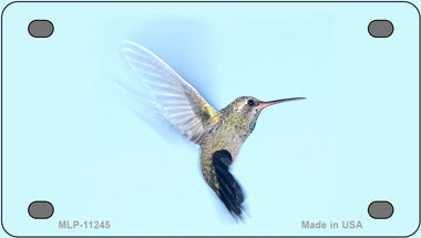 Hummingbird In Flight, Blue Novelty Mini Metal License Plate Tag