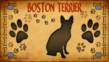 Boston Terrier Novelty Mini Metal License Plate Tag