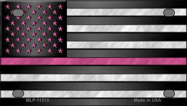 Thin Pink Line With Pink Stars Novelty Mini Metal License Plate Tag