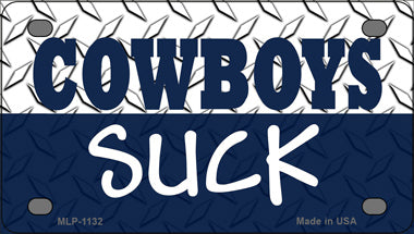 Cowboys Suck Novelty Mini Metal License Plate Tag