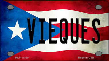 Vieques Puerto Rico Flag Novelty Mini Metal License Plate Tag