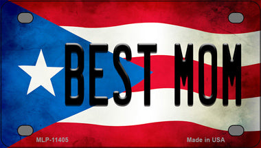 Best Mom Puerto Rico Flag Novelty Mini Metal License Plate Tag