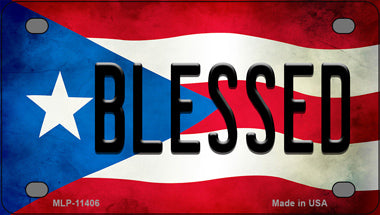 Blessed Puerto Rico Flag Novelty Mini Metal License Plate Tag