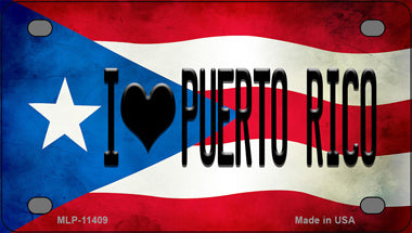 I Love Puerto Rico Flag Novelty Mini Metal License Plate Tag