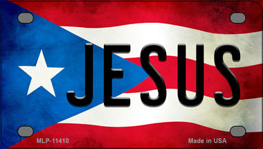 Jesus Puerto Rico Flag Novelty Mini Metal License Plate Tag
