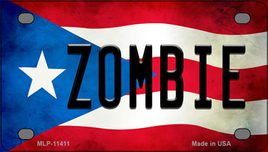 Zombie Puerto Rico Flag Novelty Mini Metal License Plate Tag