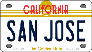 San Jose California Golden Novelty Mini Metal License Plate Tag