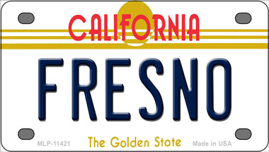 Fresno California Golden Novelty Mini Metal License Plate Tag