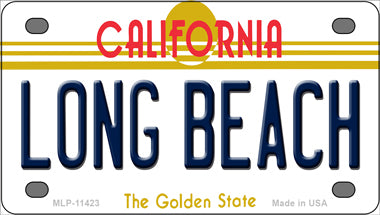 Long Beach California Golden Novelty Mini Metal License Plate Tag