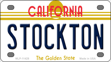 Stockton California Golden Novelty Mini Metal License Plate Tag