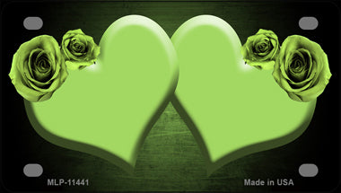 Hearts Over Roses In Lime Green Novelty Mini Metal License Plate Tag