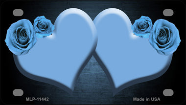 Hearts Over Roses In Light Blue Novelty Mini Metal License Plate Tag
