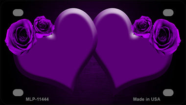 Hearts Over Roses In Purple Novelty Mini Metal License Plate Tag