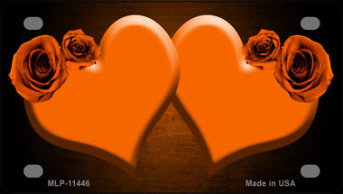 Hearts Over Roses In Orange Novelty Mini Metal License Plate Tag