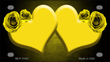 Hearts Over Roses In Yellow Novelty Mini Metal License Plate Tag