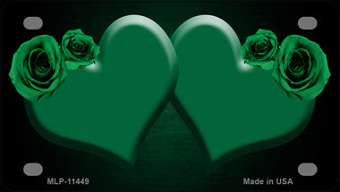 Hearts Over Roses In Green Novelty Mini Metal License Plate Tag