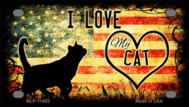 I Love My Cat Novelty Mini Metal License Plate Tag