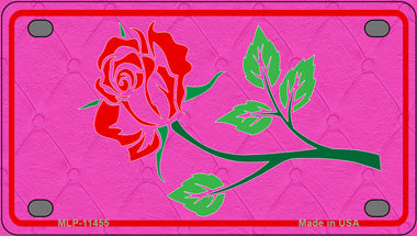 Illustrated Rose On Pink Chaise Lounge Novelty Mini Metal License Plate Tag