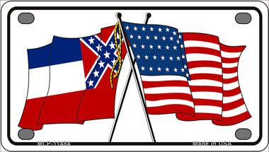 Mississippi Crossed US Flag Novelty Mini Metal License Plate Tag
