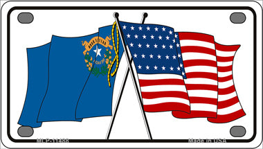 Nevada Crossed US Flag Novelty Mini Metal License Plate Tag
