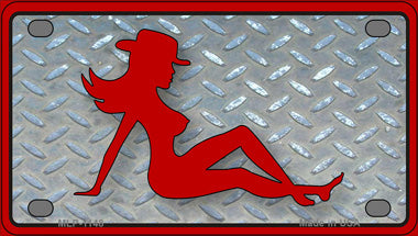 Cowgirl Mud Flap Novelty Mini Metal License Plate Tag
