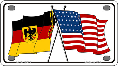Germany Crossed US Flag Novelty Mini Metal License Plate Tag