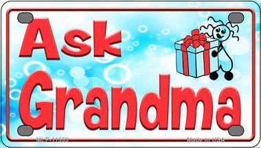 Ask Grandma Novelty Mini Metal License Plate Tag