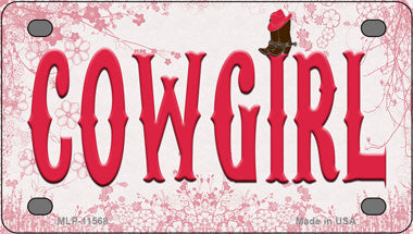 Cowgirl Novelty Mini Metal License Plate Tag
