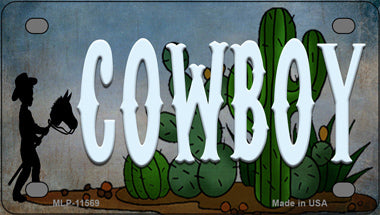 Cowboy Novelty Mini Metal License Plate Tag