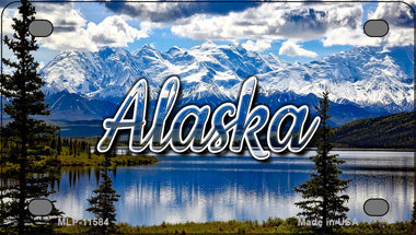 Alaska Snowy Mountains Novelty Mini Metal License Plate Tag