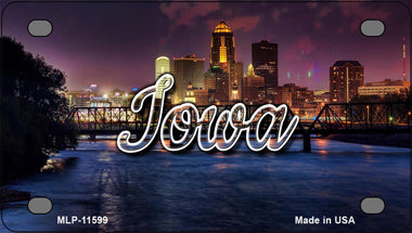 Iowa Bridge City Lights Novelty Mini Metal License Plate Tag
