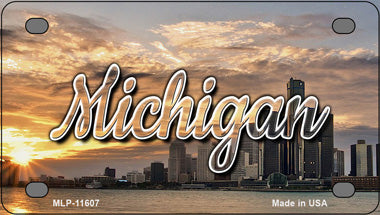 Michigan City Sunset Novelty Mini Metal License Plate Tag