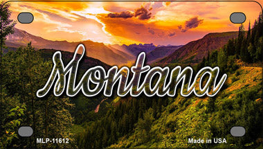 Montana Forest Sunset Novelty Mini Metal License Plate Tag