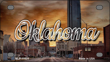 Oklahoma Sunset Skyline Novelty Mini Metal License Plate Tag