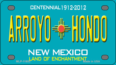 Arroyo Hondo New Mexico Teal Novelty Mini Metal License Plate Tag