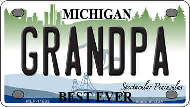 Grandpa Michigan Novelty Mini Metal License Plate Tag