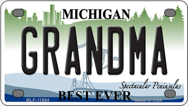 Grandma Michigan Novelty Mini Metal License Plate Tag