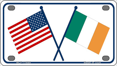 Ireland USA Crossed Flag Novelty Mini Metal License Plate Tag