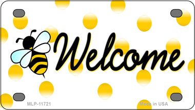 Welcome Bee Novelty Mini Metal License Plate Tag