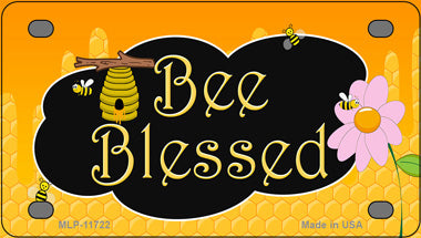 Bee Blessed Honey Hive Novelty Mini Metal License Plate Tag