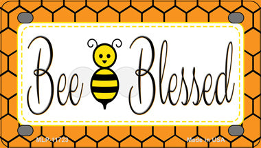 Bee Blessed Simple Novelty Mini Metal License Plate Tag